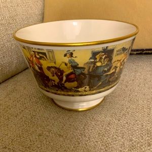 Gorham fruit bowl depicting Norman Rockwell art.